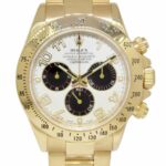 Rolex Daytona 18k Yellow Gold White Panda Dial Mens 40mm Watch F 116528