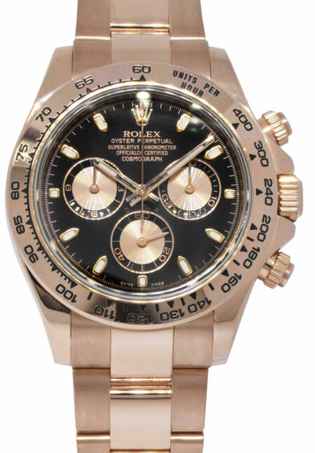 Rolex Daytona Chronograph 18k Rose Gold Black Dial Watch Box/Papers '11 116505