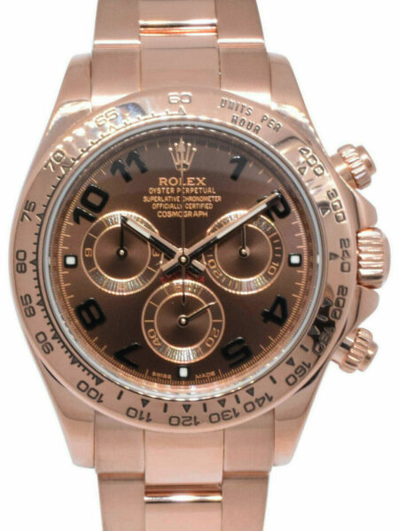 Rolex Daytona Chronograph 18k Rose Gold Chocolate Dial 40mm Watch B/P 116505