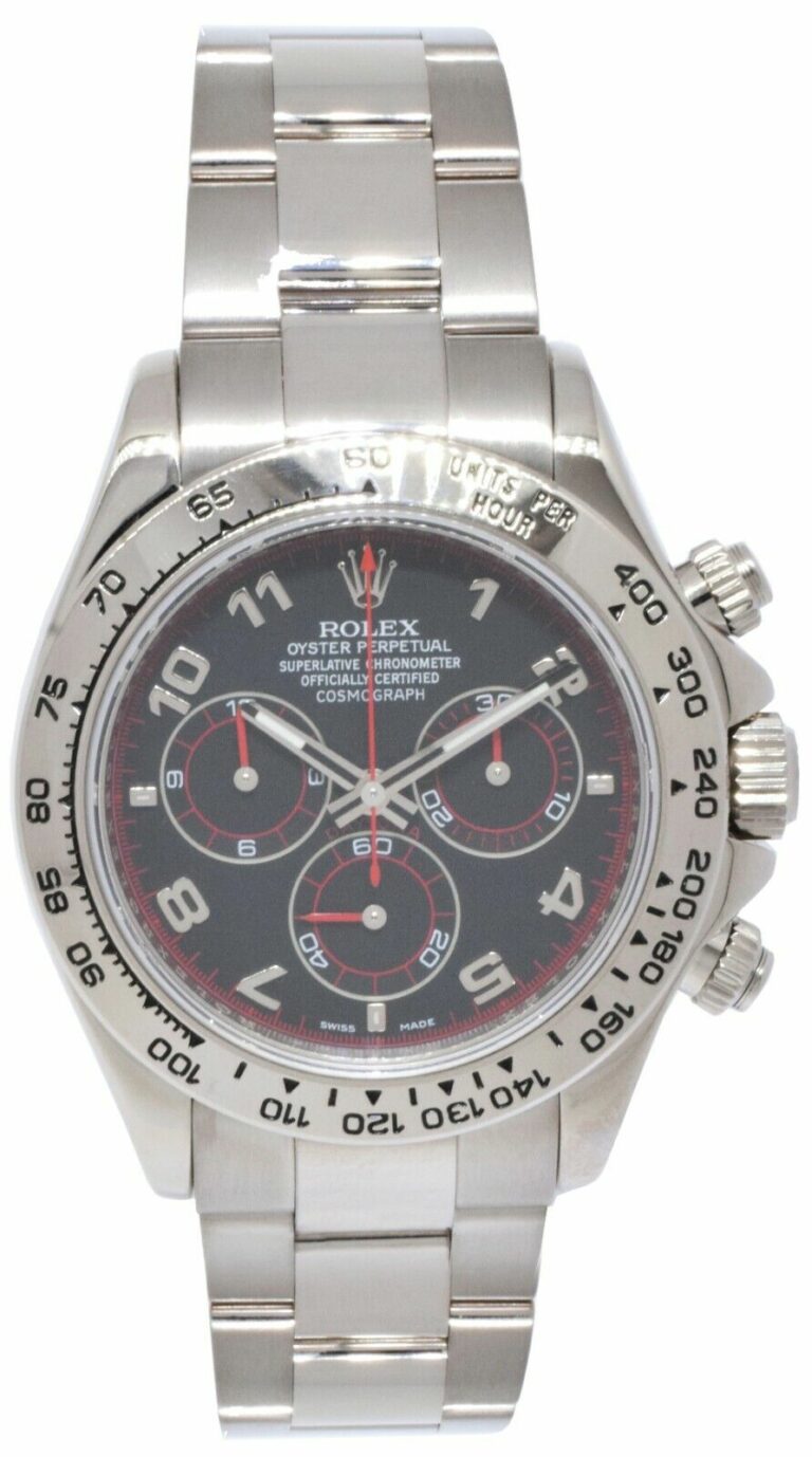 Rolex Daytona Chronograph 18k White Gold Black Dial Watch 'Z 116509