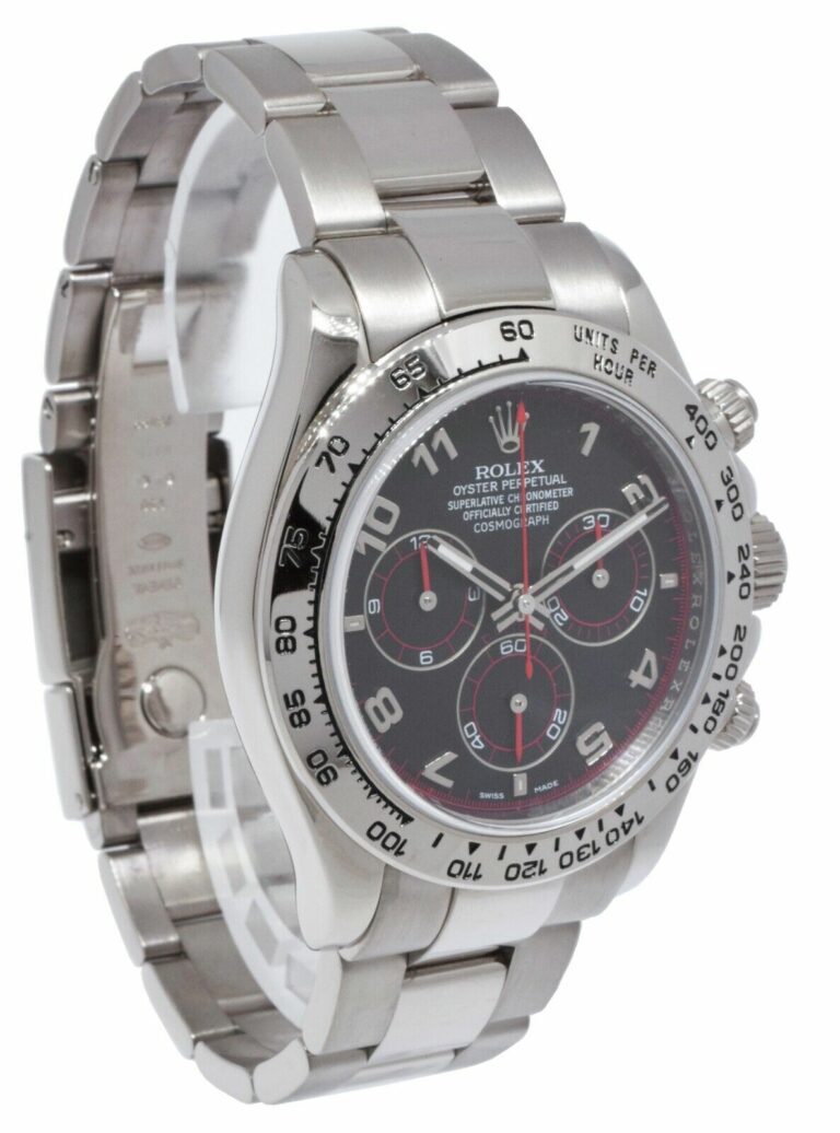 Rolex Daytona Chronograph 18k White Gold Black Dial Watch 'Z 116509