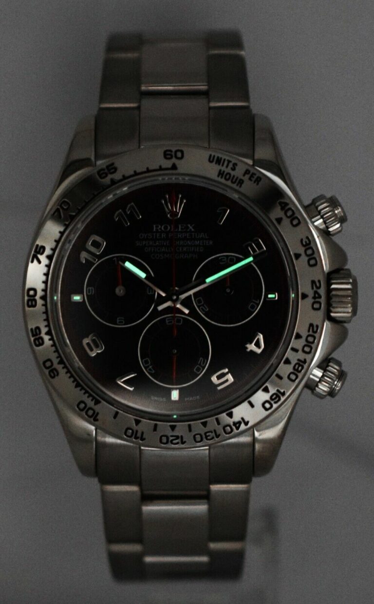 Rolex Daytona Chronograph 18k White Gold Black Dial Watch 'Z 116509