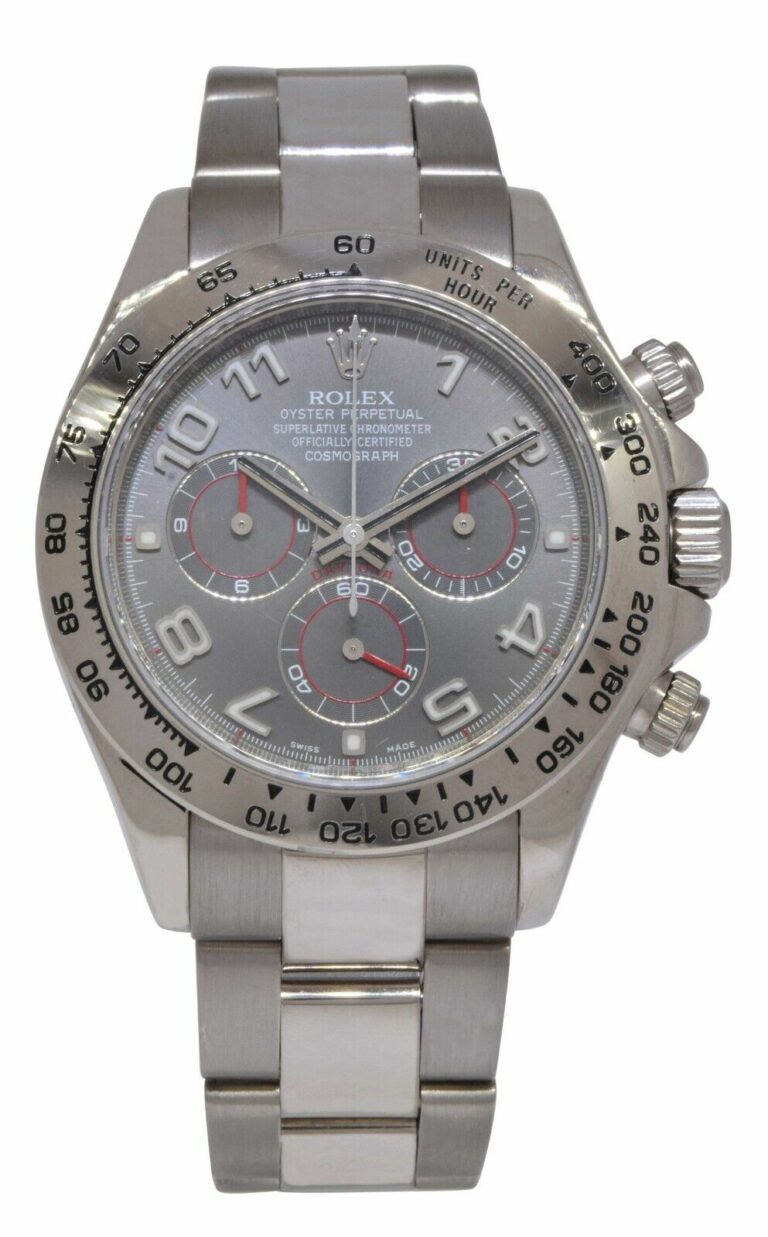 Rolex Daytona Chronograph 18k White Gold Gray Dial Watch D 116509