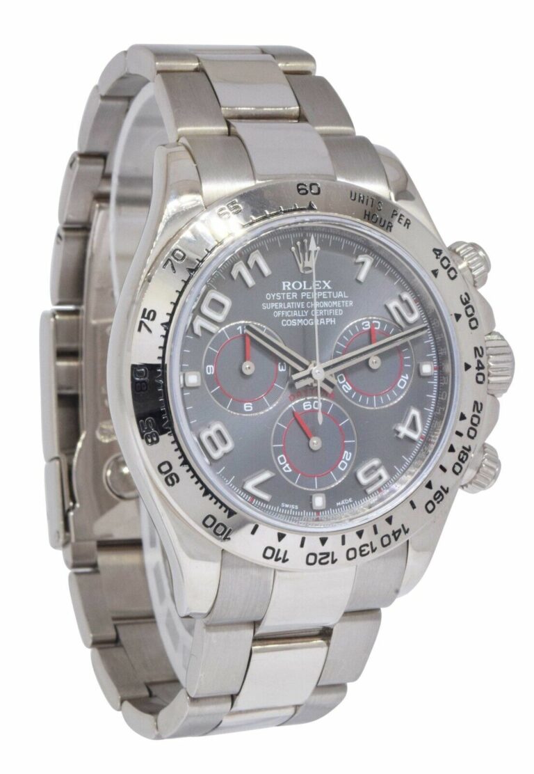 Rolex Daytona Chronograph 18k White Gold Gray Dial Watch D 116509