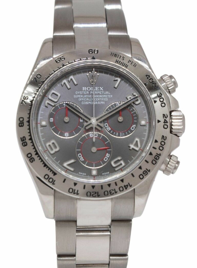 Rolex Daytona Chronograph 18k White Gold Gray Dial Watch D 116509