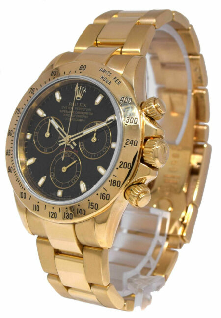 Rolex Daytona Chronograph 18k Yellow Gold Black Dial Mens 40mm Watch Y 116528