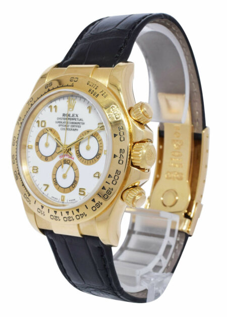 Rolex Daytona Chronograph 18k Yellow Gold White Arabic 40mm Watch B/P P 116518