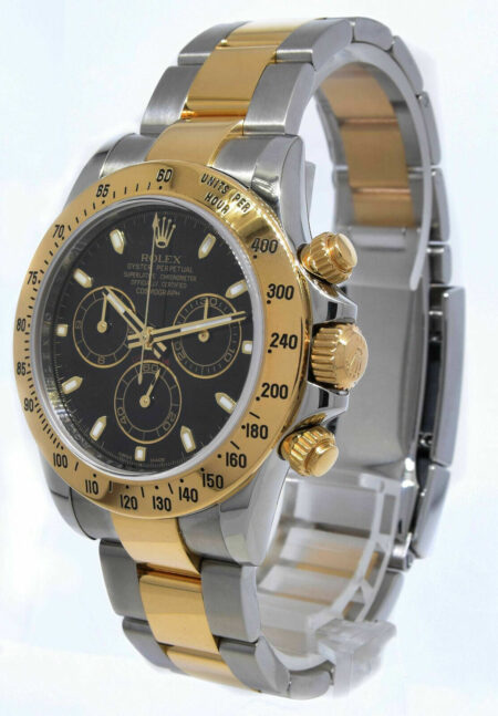 Rolex Daytona Chronograph 18k Yellow Gold/Steel Black Dial Mens Watch M 116523