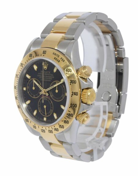 Rolex Daytona Chronograph 18k Yellow Gold/Steel Black Dial Mens Watch P 116523