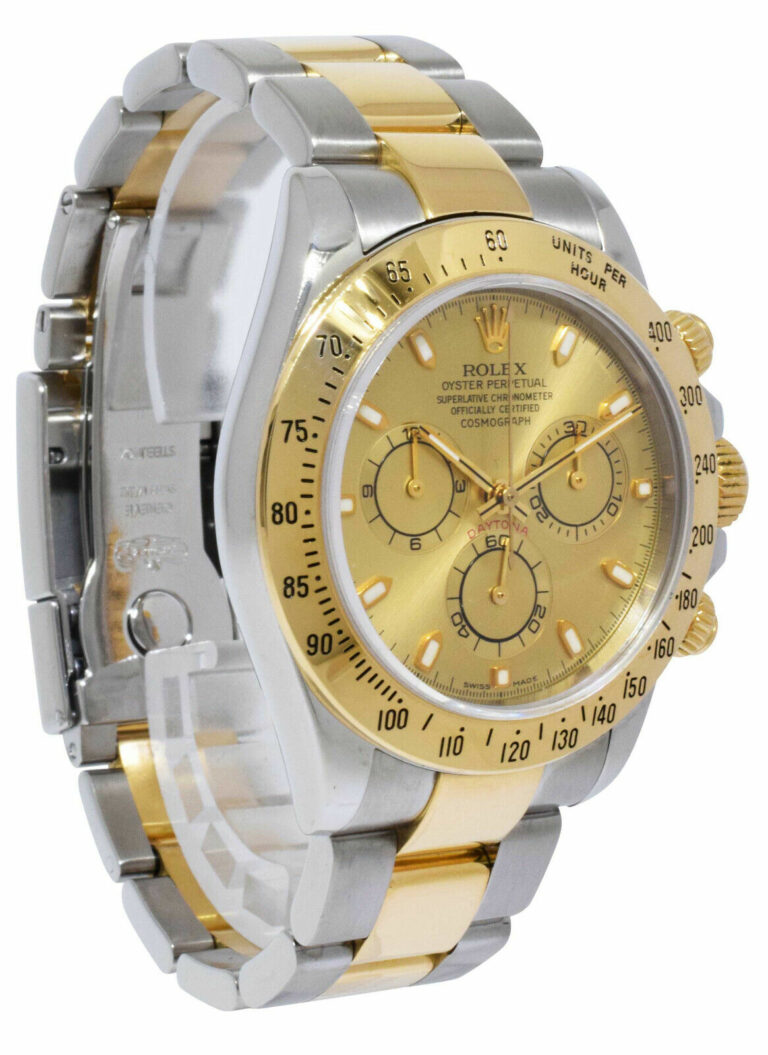 Rolex Daytona Chronograph 18k Yellow Gold/Steel Champagne Dial Watch Y 116523