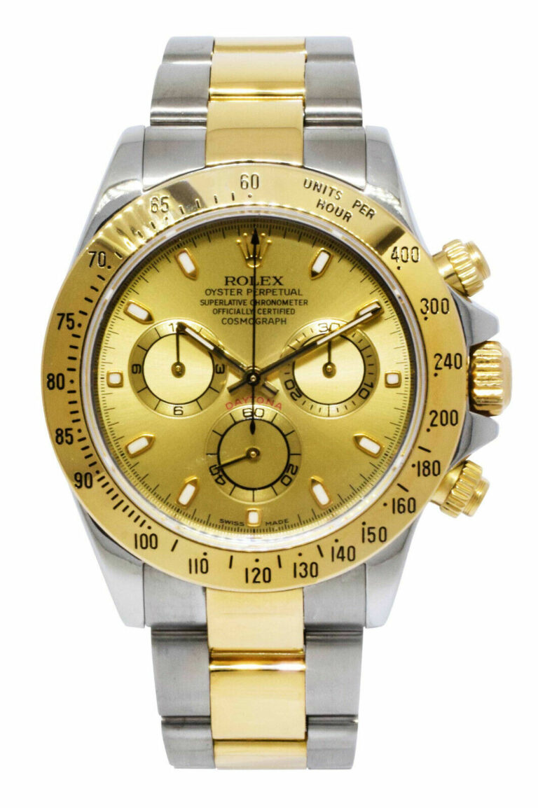 Rolex Daytona Chronograph 18k Yellow Gold/Steel Champagne Dial Watch Y 116523