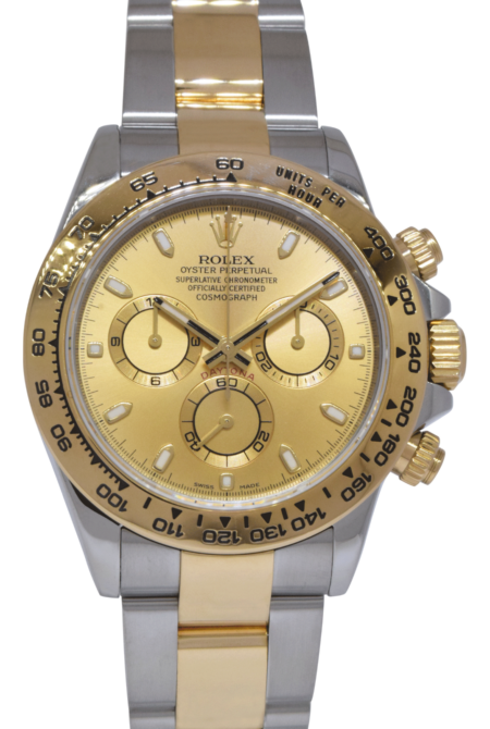 Rolex Daytona Chronograph 18k Yellow Gold/Steel Champagne Watch +Card '19 116503