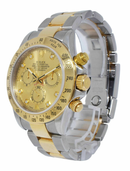 Rolex Daytona Chronograph 18k Yellow Gold/Steel Diamond Dial 40mm Watch M 116523