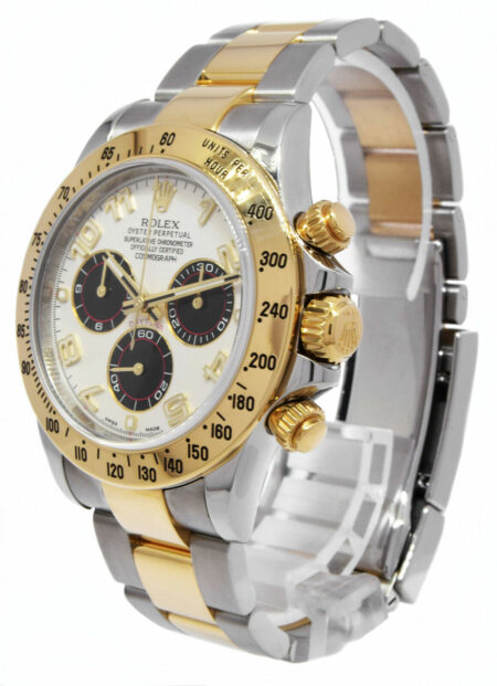 Rolex Daytona Chronograph 18k YG/SS Silver Dial Mens Watch Scrambled 116523