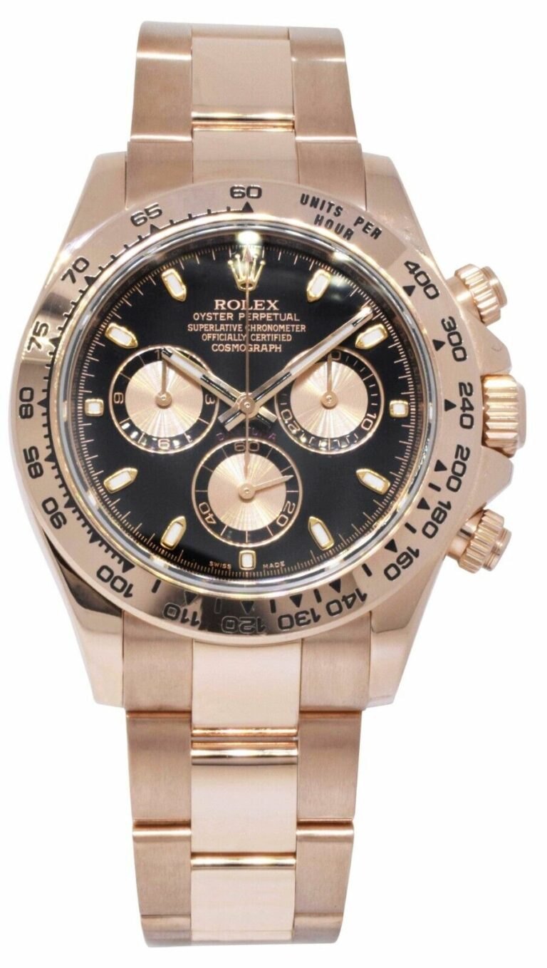 Rolex Daytona Chronograph Black Dial 18k Rose Gold Watch G 116505