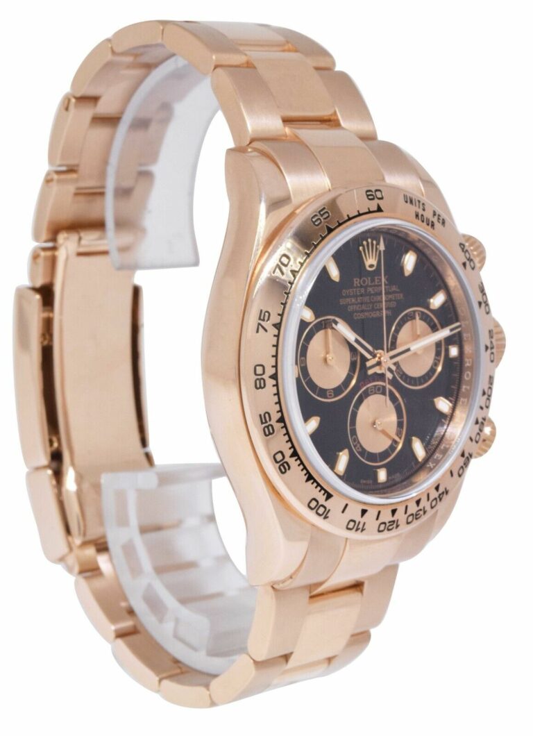 Rolex Daytona Chronograph Black Dial 18k Rose Gold Watch G 116505