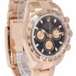 Rolex Daytona Chronograph Black Dial 18k Rose Gold Watch G 116505