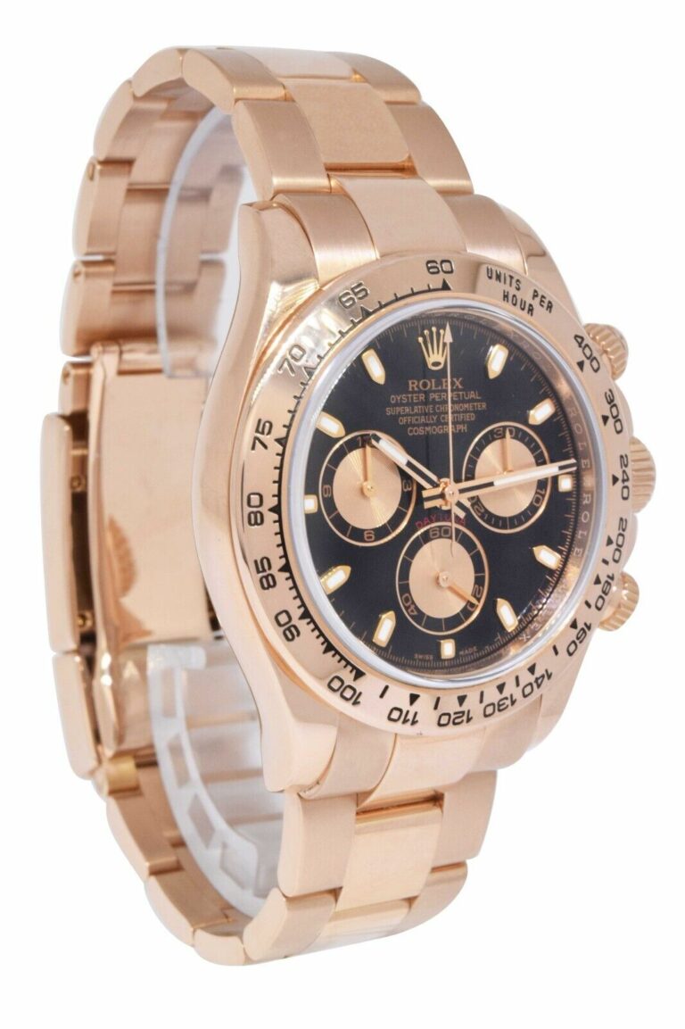 Rolex Daytona Chronograph Black Dial 18k Rose Gold Watch G 116505