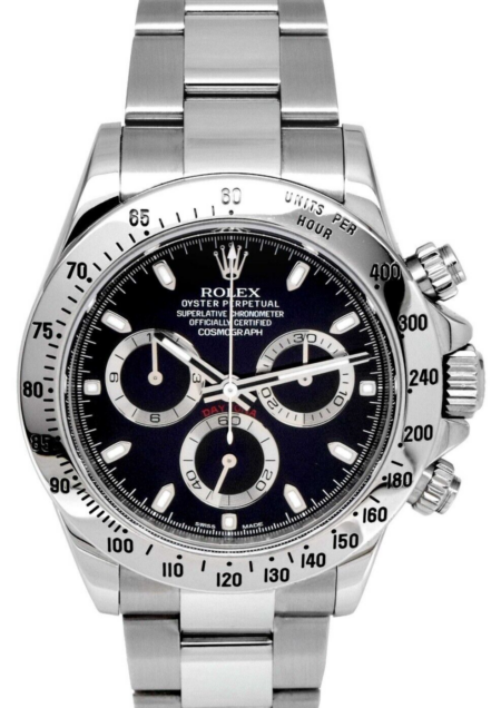 Rolex Daytona Chronograph Steel Black Dial Mens 40mm Watch +Card V 116520