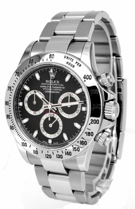 Rolex Daytona Chronograph Steel Black Dial Mens 40mm Watch +Card V 116520