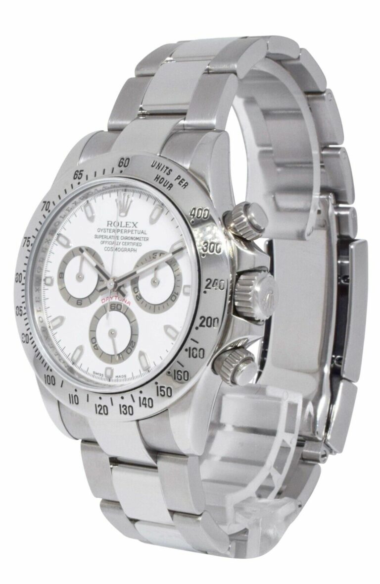 Rolex Daytona Chronograph Steel White Dial Mens 40mm Watch B/P '10 116520