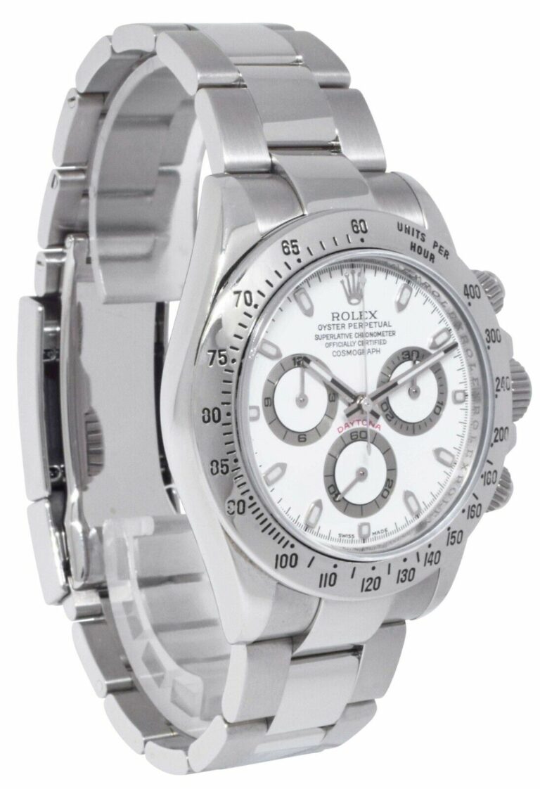 Rolex Daytona Chronograph Steel White Dial Mens 40mm Watch B/P '10 116520