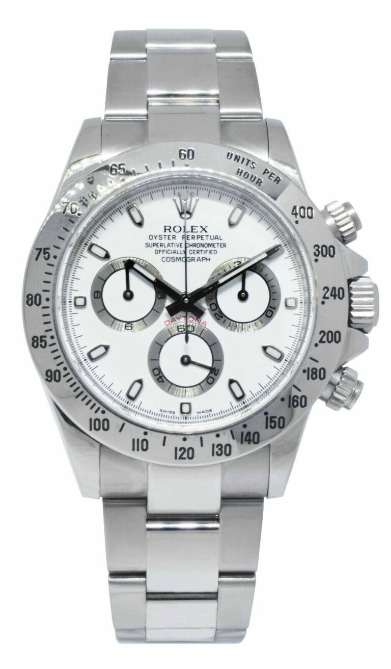 Rolex Daytona Chronograph Steel White Dial Mens 40mm Watch B/P '10 116520