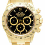 Rolex Daytona Z Movt. Chronograph 18k YG Black Dial Mens 40mm Watch/Serv 16528