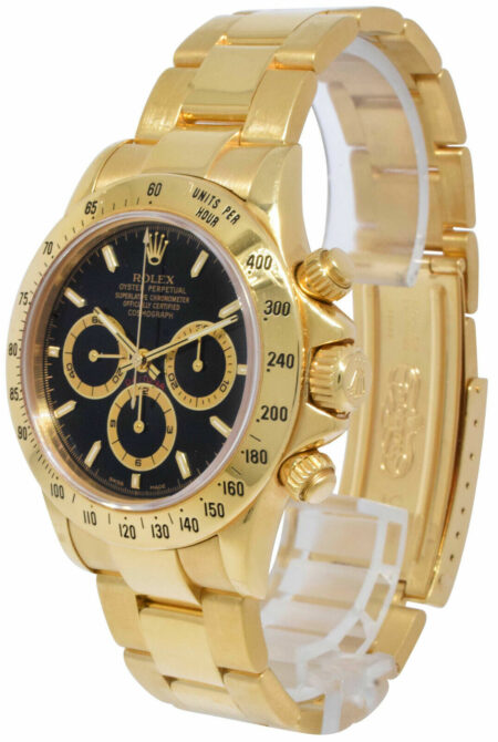 Rolex Daytona Z Movt. Chronograph 18k YG Black Dial Mens 40mm Watch/Serv 16528