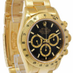 Rolex Daytona Z Movt. Chronograph 18k YG Black Dial Mens 40mm Watch/Serv 16528