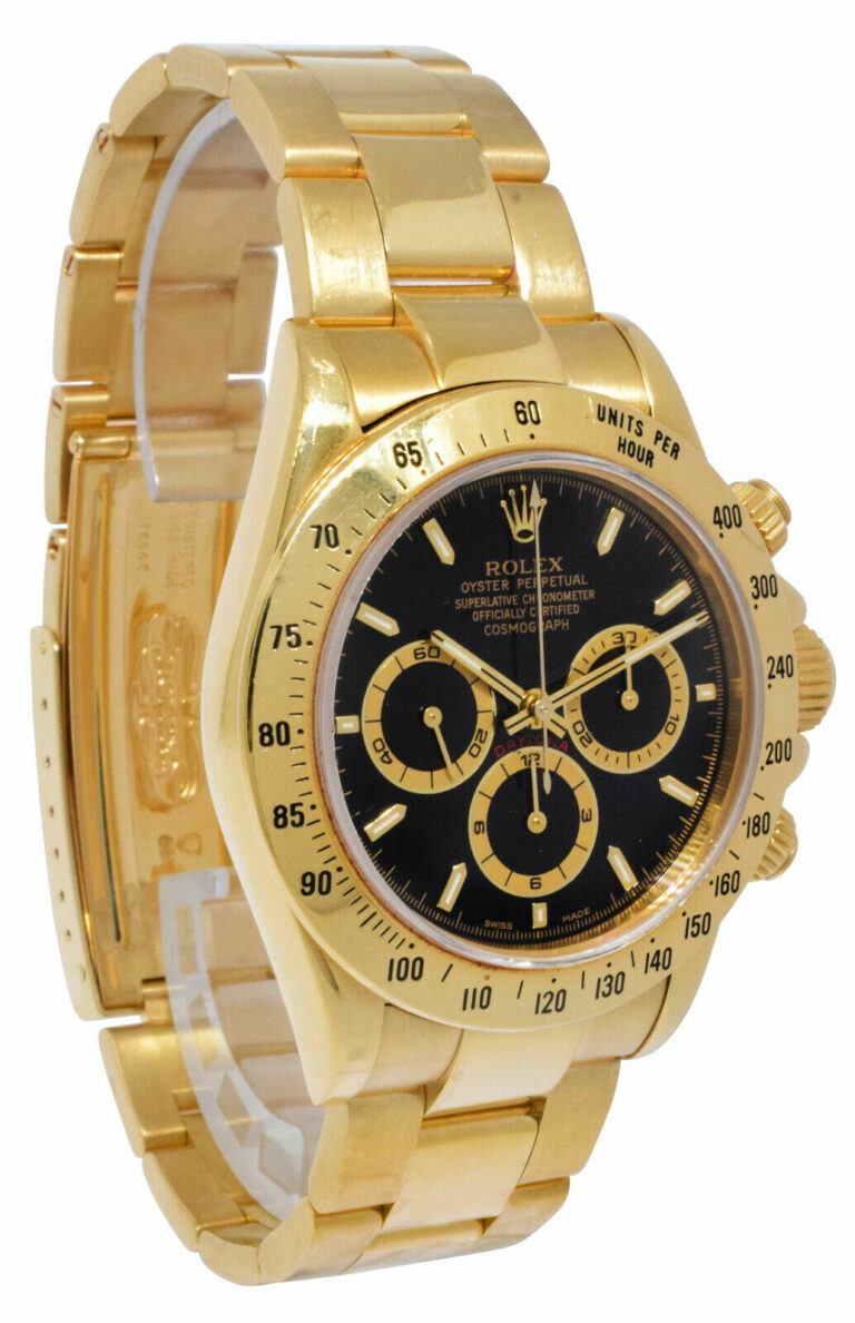 Rolex Daytona Z Movt. Chronograph 18k YG Black Dial Mens 40mm Watch/Serv 16528