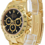 Rolex Daytona Z Movt. Chronograph 18k YG Black Dial Mens 40mm Watch/Serv 16528