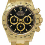 Rolex Daytona Z Movt. Chronograph 18k YG Black Dial Mens 40mm Watch/Serv 16528