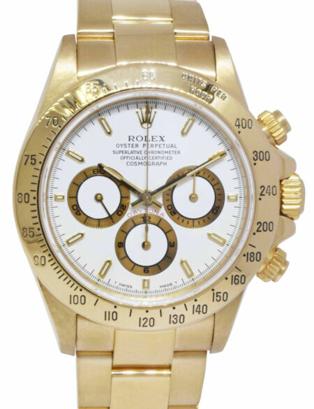 Rolex Daytona Z Movt. Chronograph 18k YG White Dial Mens 40mm Watch /Box  16528