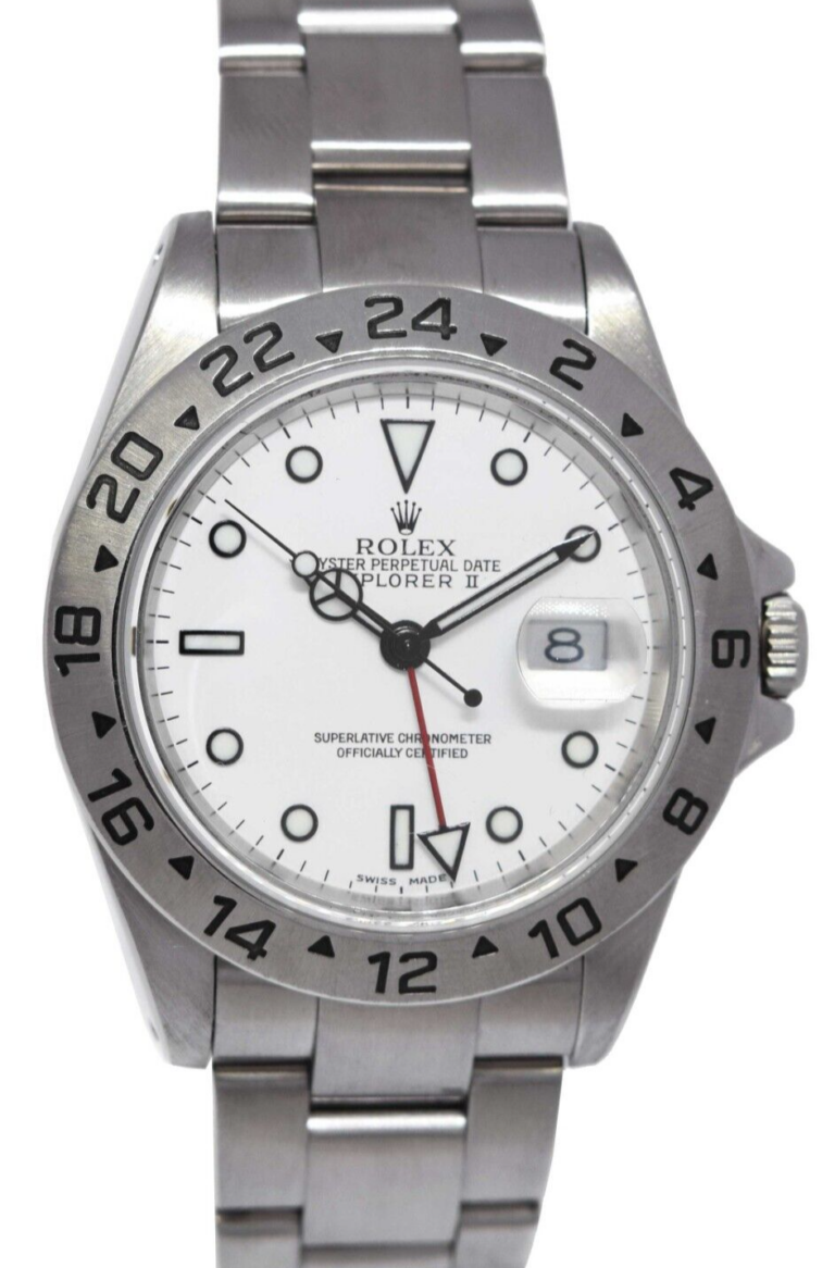 Rolex Explorer II GMT Steel White Dial Mens 40mm Automatic Watch B/P K 16570