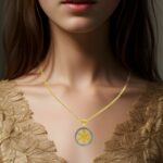 Bvlgari Tondo Snowflake 18k Yellow Gold/Steel Round Pendant Chain Necklace