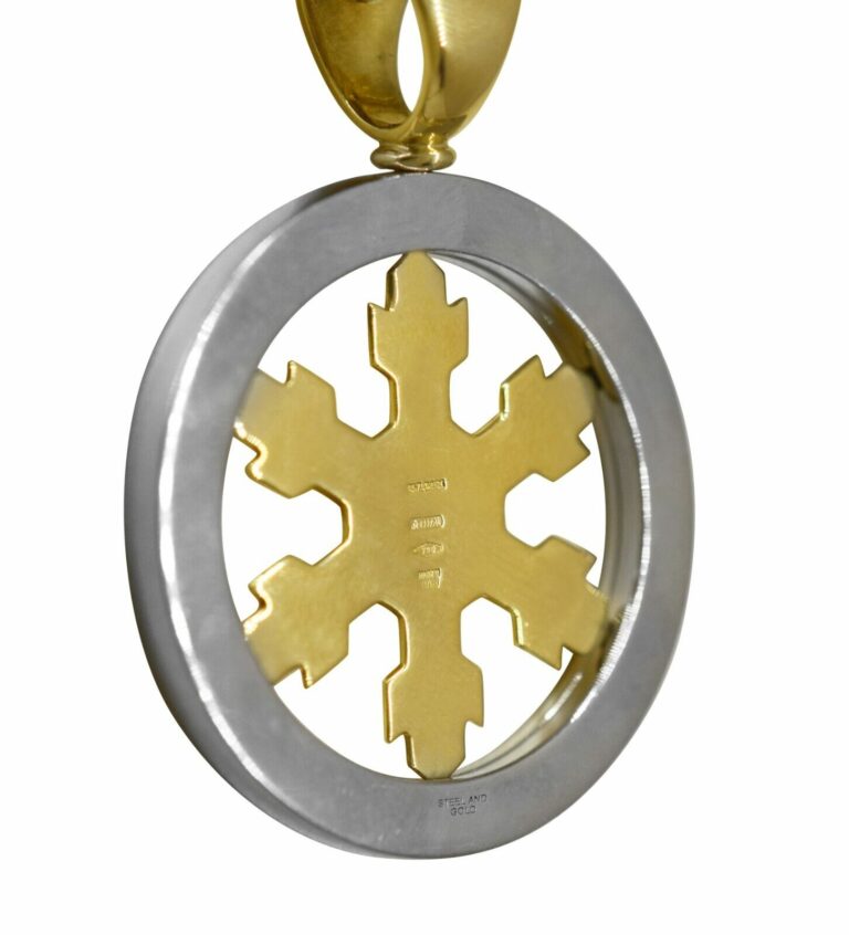 Bvlgari Tondo Snowflake 18k Yellow Gold/Steel Round Pendant Chain Necklace