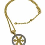 Bvlgari Tondo Snowflake 18k Yellow Gold/Steel Round Pendant Chain Necklace