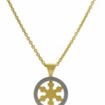 Bvlgari Tondo Snowflake 18k Yellow Gold/Steel Round Pendant Chain Necklace