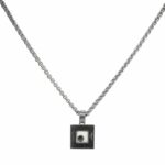 Chopard Happy Diamonds 18k White Gold Square Pendant Necklace +Cert 79/2938-20