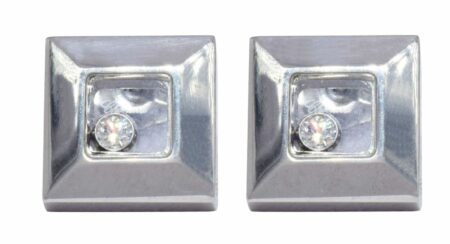 Chopard Happy Diamonds 18k White Gold Square Stud Earrings 83/2938-20