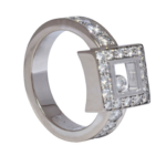 Chopard Happy Diamonds Square 18k White Gold Ring Size 6 82/2939-20