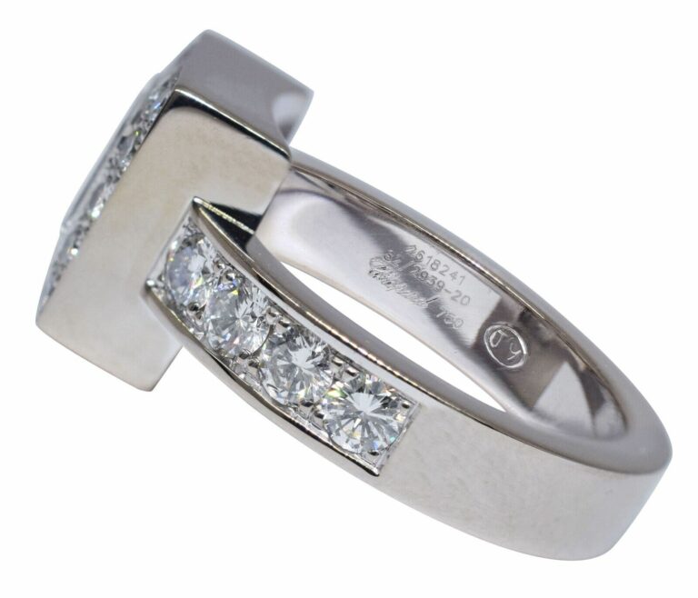 Chopard Happy Diamonds Square 18k White Gold Ring Size 6 82/2939-20