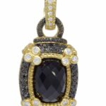 Judith Ripka 18k Yellow Gold Onyx Black 
White Diamond Pendant