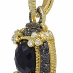 Judith Ripka 18k Yellow Gold Onyx Black 
White Diamond Pendant