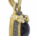 Judith Ripka 18k Yellow Gold Onyx Black 
White Diamond Pendant