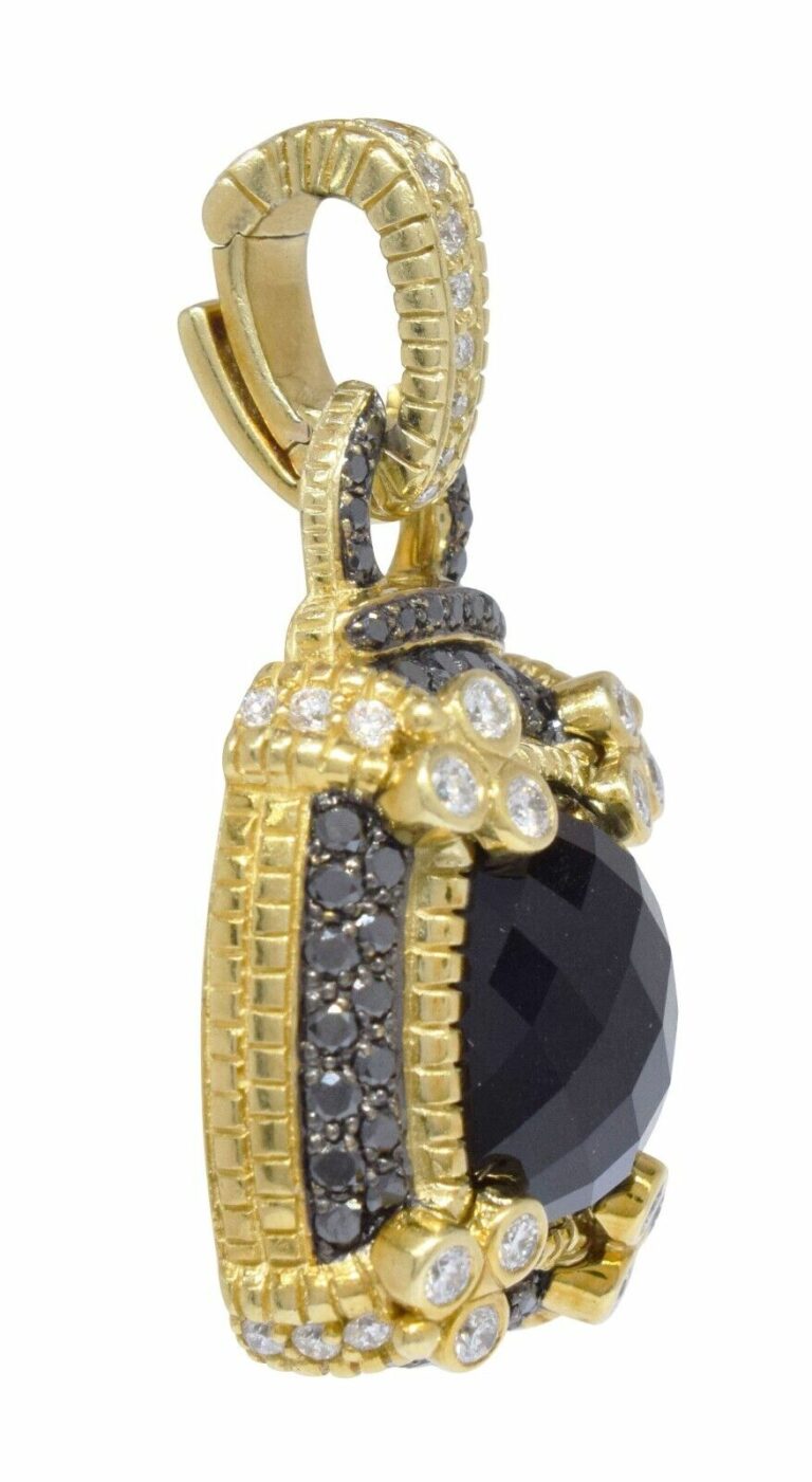 Judith Ripka 18k Yellow Gold Onyx Black 
White Diamond Pendant