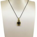 Judith Ripka 18k Yellow Gold Onyx Black 
White Diamond Pendant