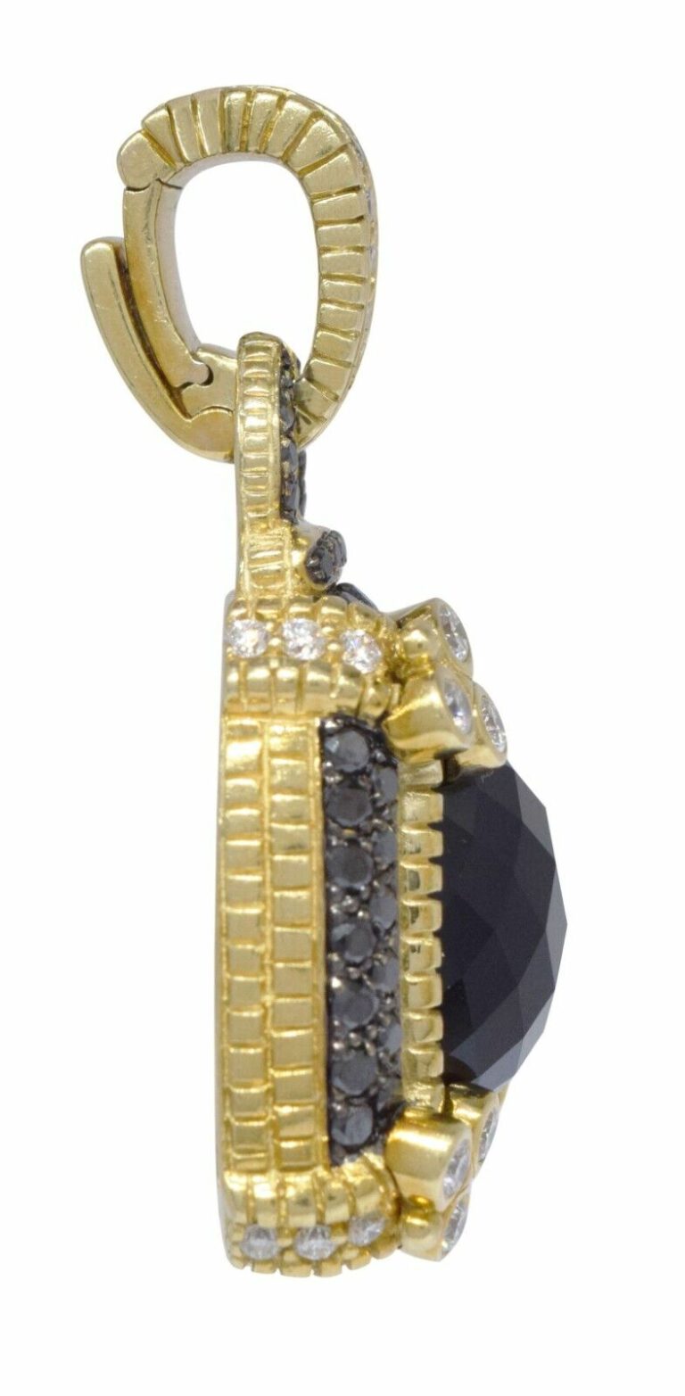 Judith Ripka 18k Yellow Gold Onyx Black 
White Diamond Pendant