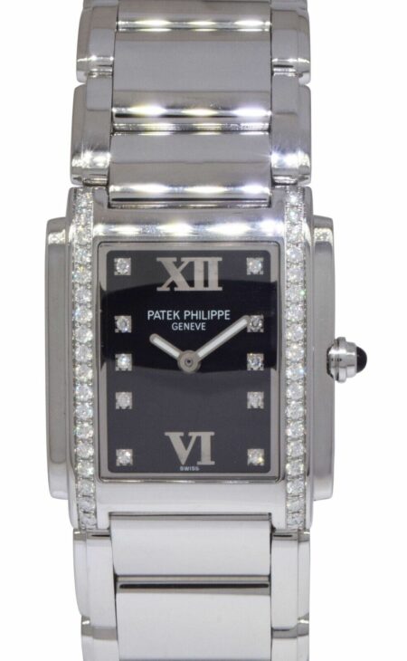 Patek Philippe Twenty~4 Steel 
Diamond Forever Black Ladies Watch 24 4910/10A